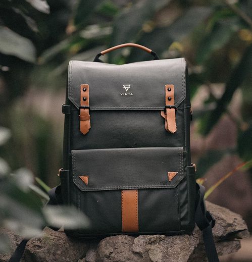 Backpack on a rock